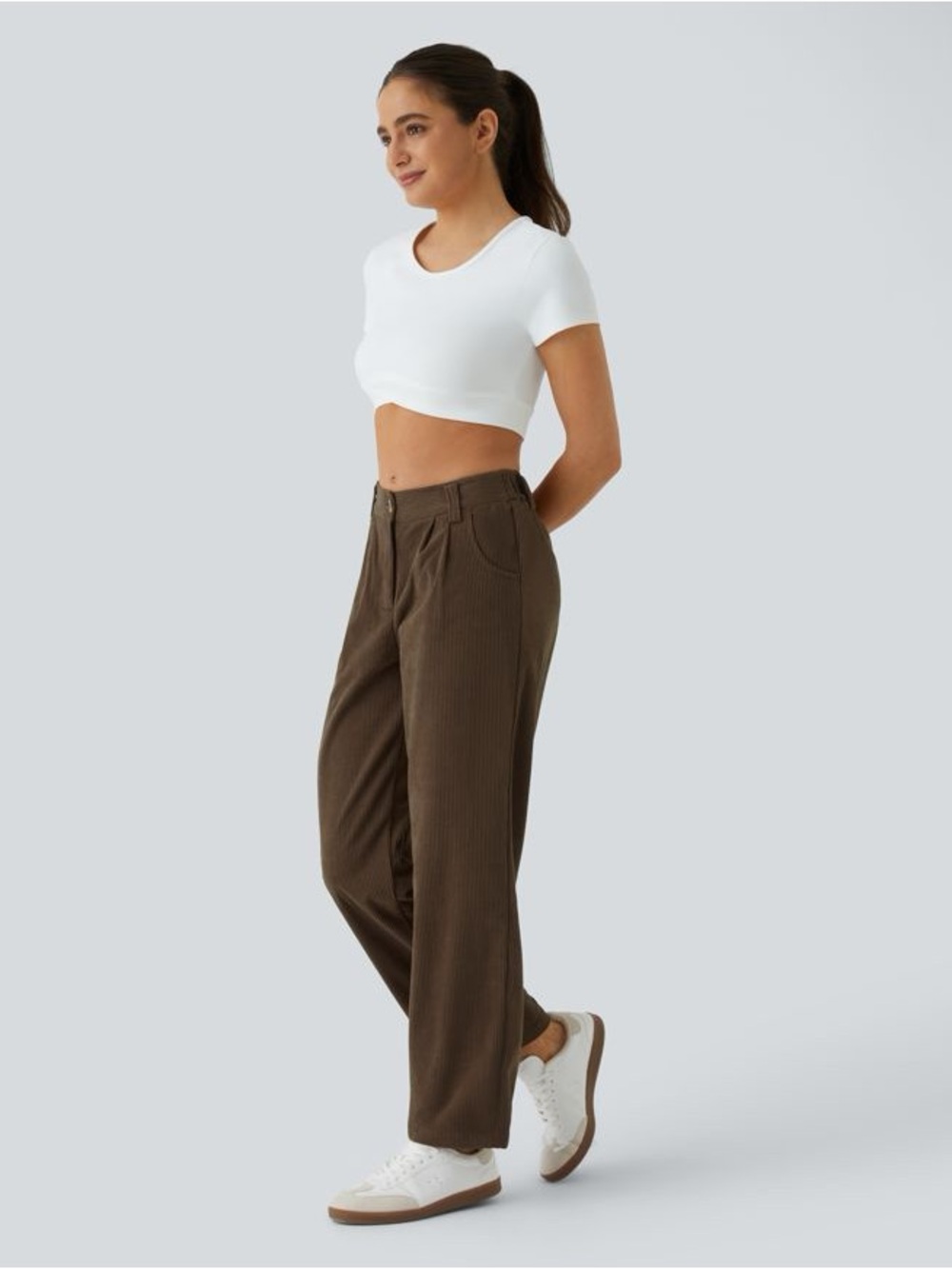 Halara AuraCord™ Cloud Corduroy Pants Demitasse Brown Size XL Petite NWT